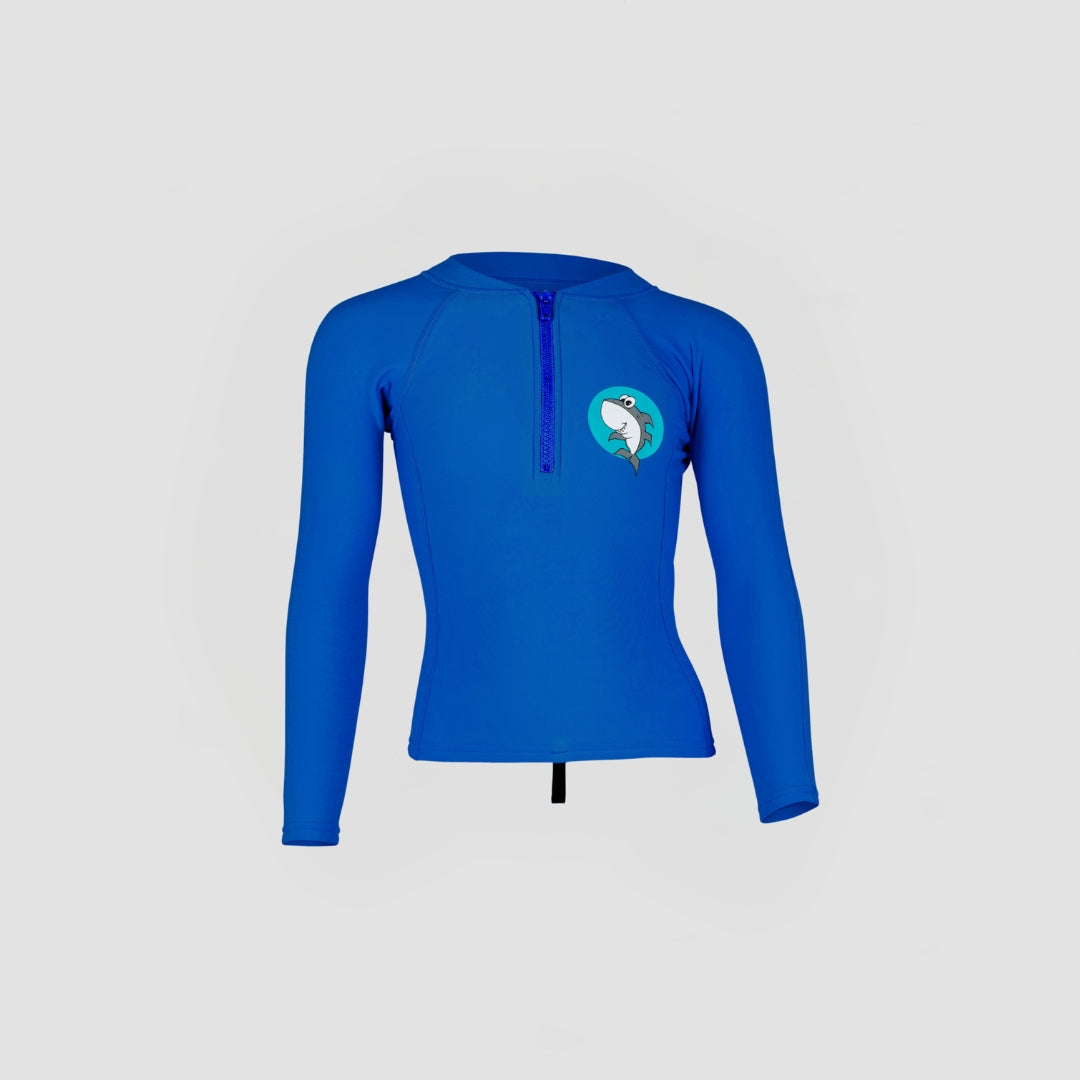 Shark Eyes groms 1.5mm thermal rash vest, blue — thermal warmth for young surfers, surfing