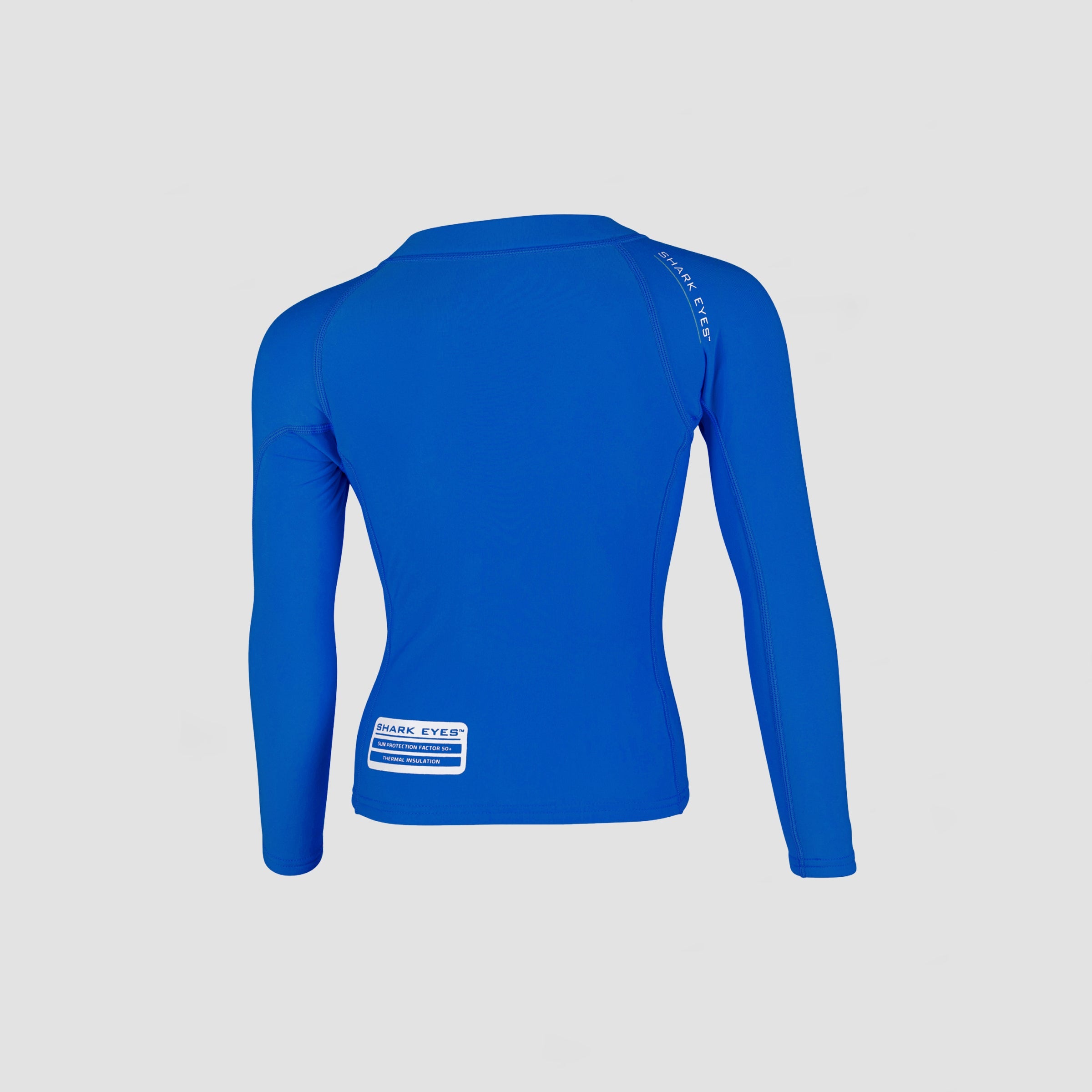 Shark Eyes groms thermal rash vest, blue — front view, 1.5mm thermal rashie