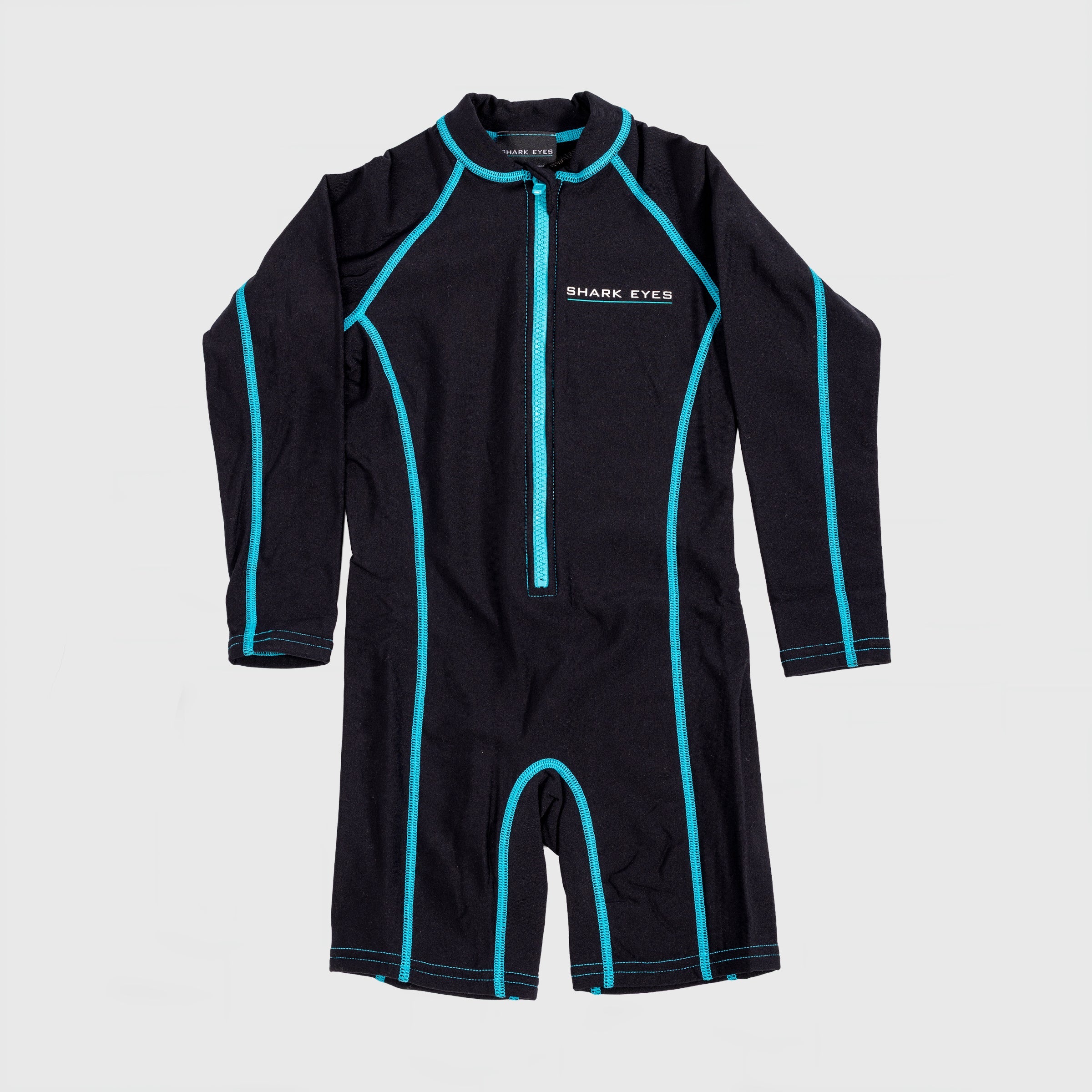 Shark Eyes groms 1.5mm thermal springsuit, black-neon-blue — full body thermal warmth, surfing