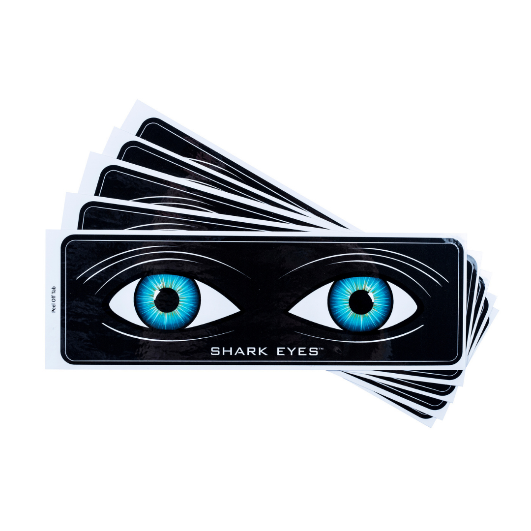 Shark Eyes Shark Deterrent Sticker Black (5 Pack) S-M-L