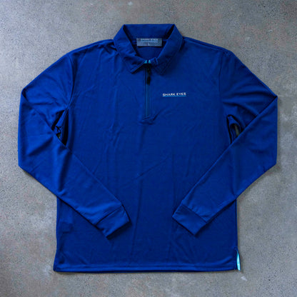 Flat Lay Solar Collared Sun Shirt Blue