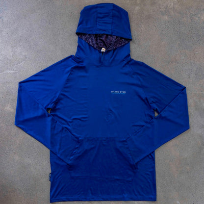 Flat Lay Solar Pro Hooded Sun Shirt Blue