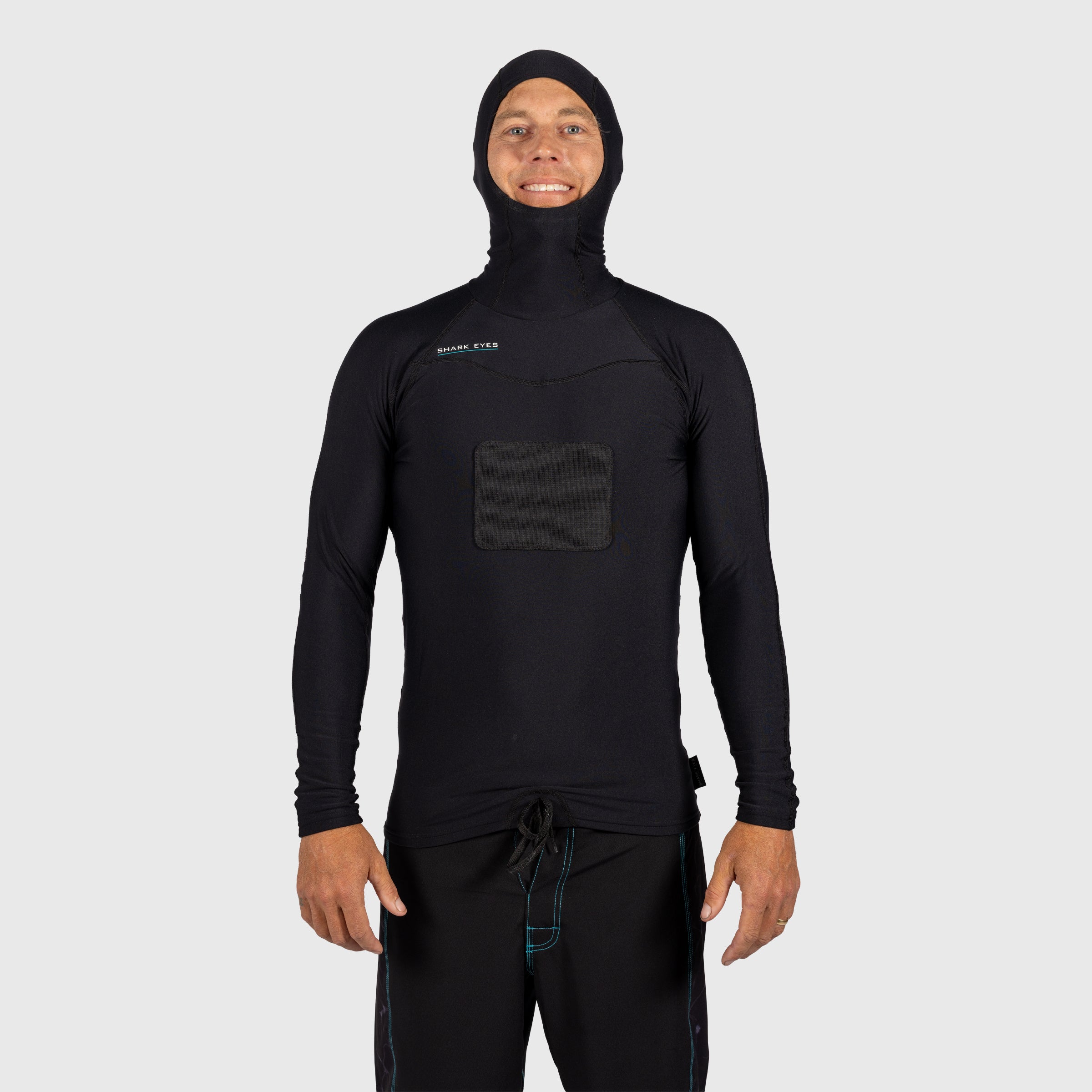 Thermal Rash Vest Mens Hooded Hybrid Long Sleeve Black 1.5mm