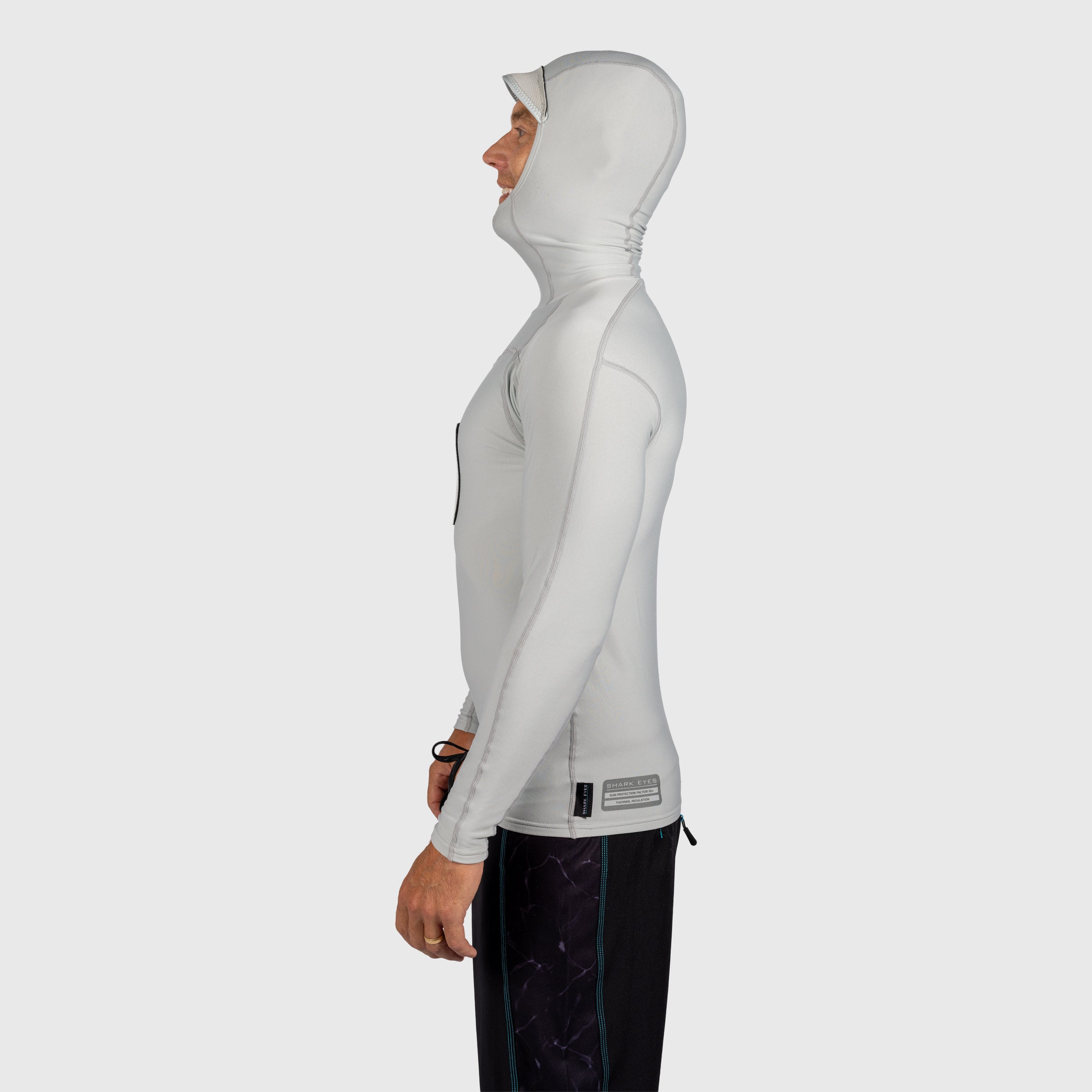 Thermal Rash Vest Mens Peaked Hooded Hybrid Long Sleeve Silver 1.5mm