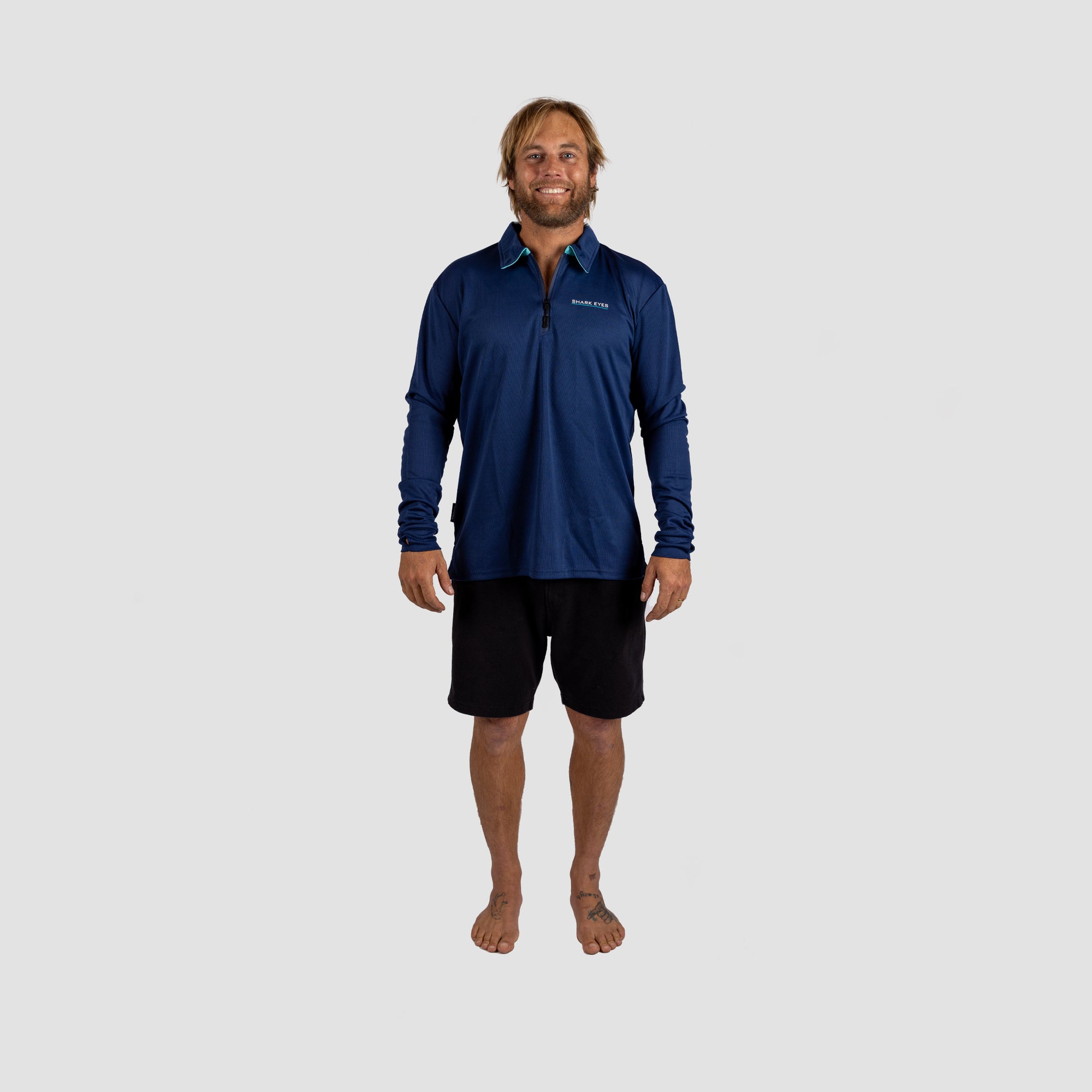 Solar Collared Long Sleeve Fishing Shirt Navy