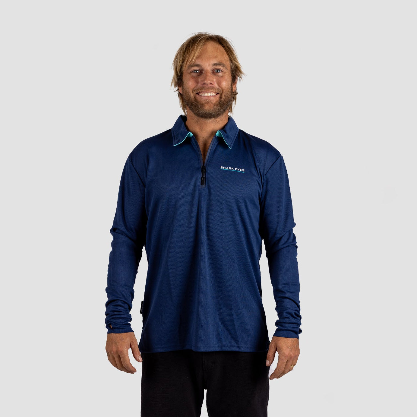 Solar Collared Long Sleeve Sun Shirt Navy
