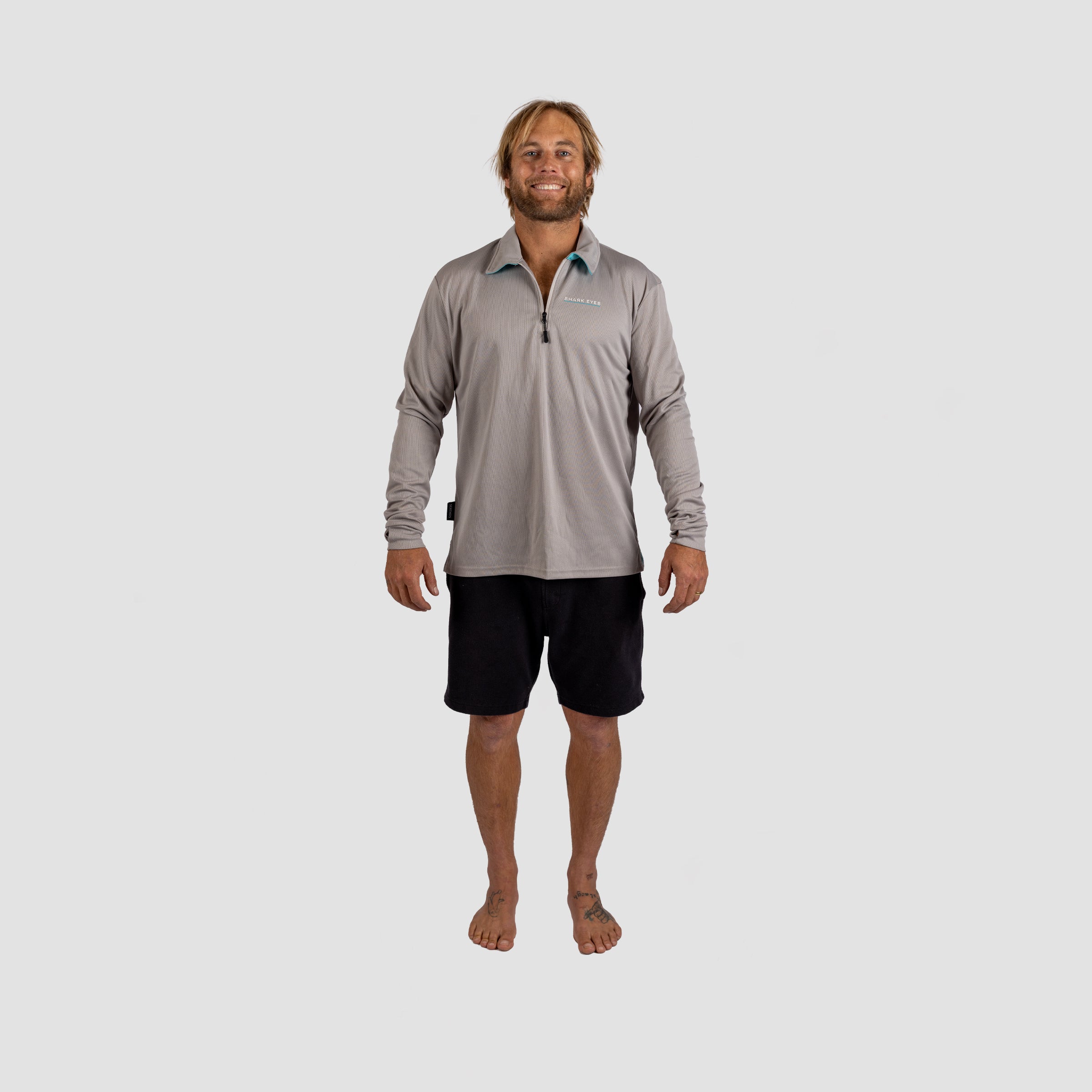 Solar Collared Long Sleeve Sun Shirt Grey