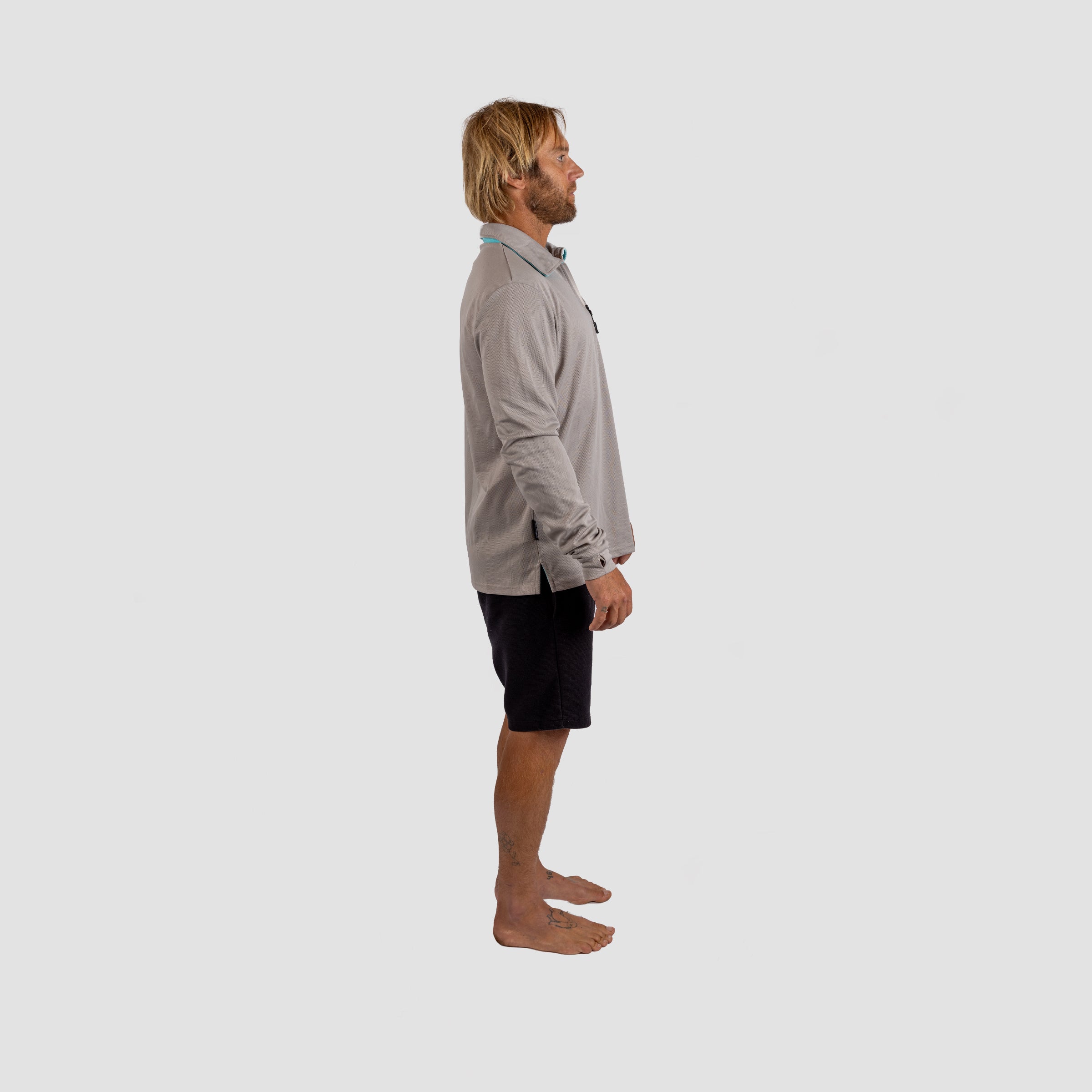 Solar Collared Long Sleeve Sun Shirt Grey