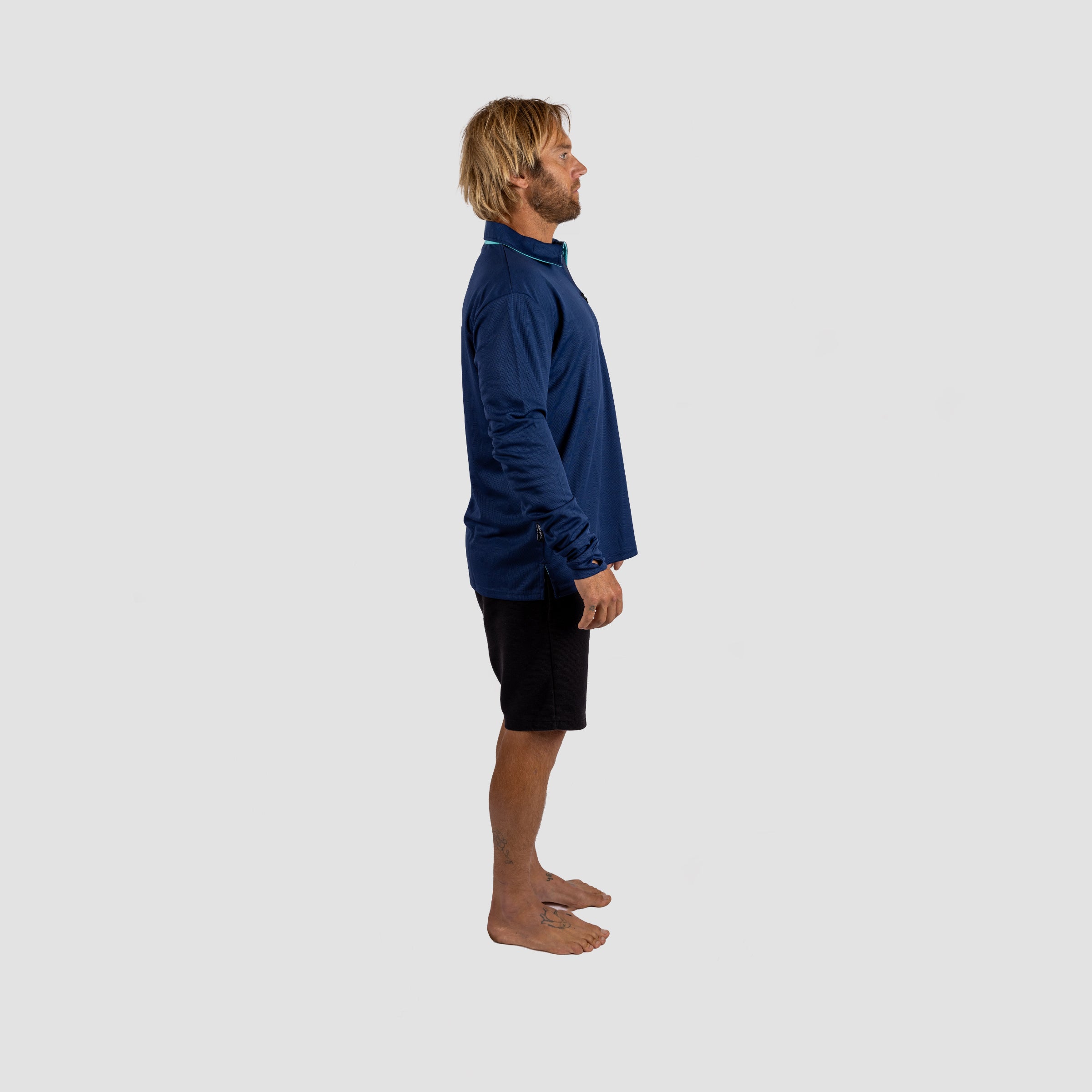 Solar Collared Long Sleeve Sun Shirt Navy