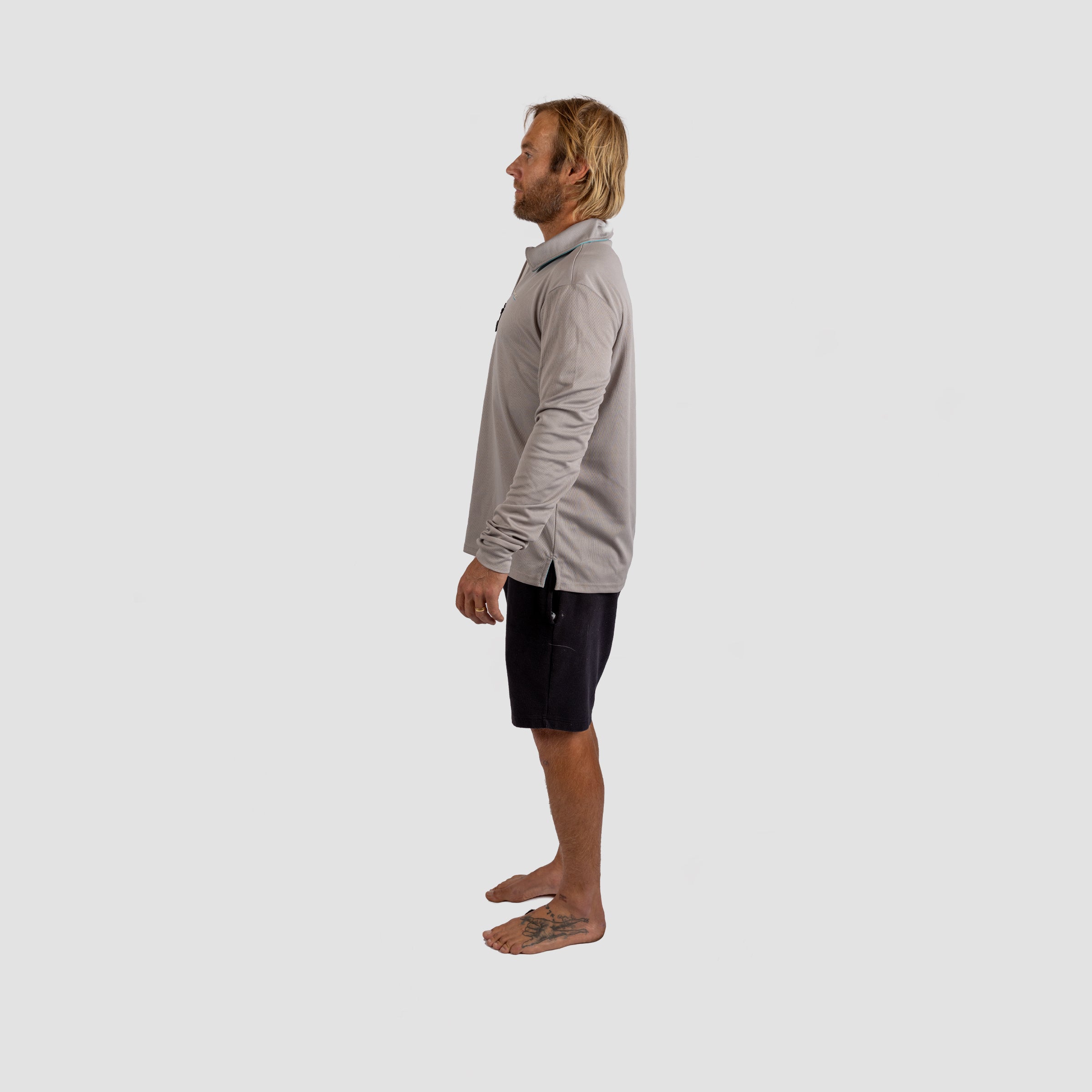 Solar Collared Long Sleeve Sun Shirt Grey