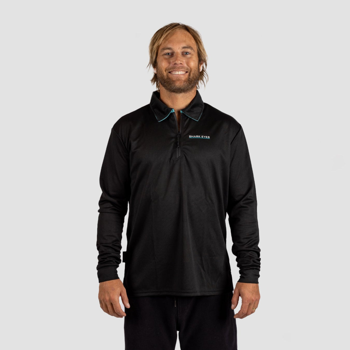 Solar Collared Long Sleeve Sun Shirt Black
