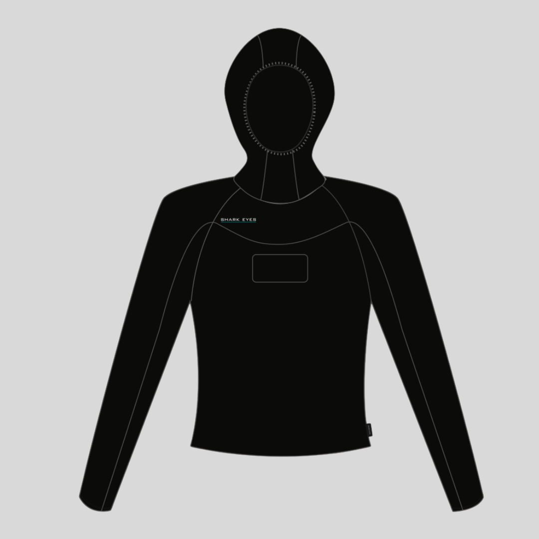 Thermal Rash Vest Mens Hooded Hybrid Long Sleeve Black 1.5mm