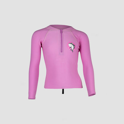 Shark Eyes groms 1.5mm thermal rash vest, pink — thermal warmth for young surfers, surfing