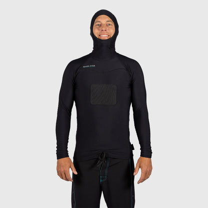 Shark Eyes mens 1.5mm thermal rash vest, black — thermal warmth and sun protection, made for diving
