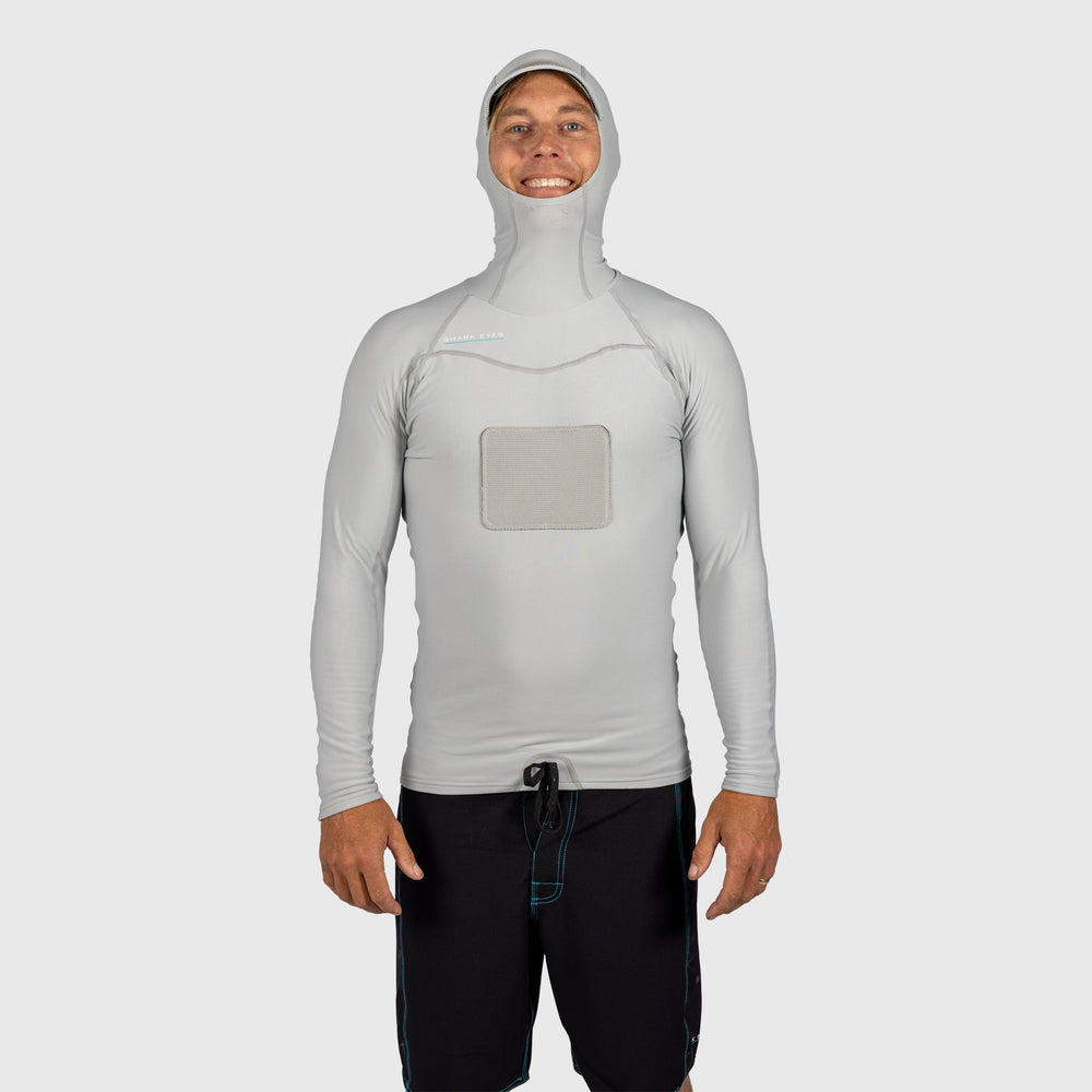 Thermal Rash Vest Mens Peaked Hooded Hybrid Long Sleeve Silver 1.5mm ...