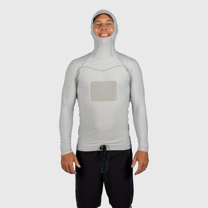 Shark Eyes mens 1.5mm thermal rash vest, silver — thermal warmth and sun protection, surfing