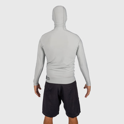 Shark Eyes mens thermal rash vest, silver — back view, warm thermal rashie