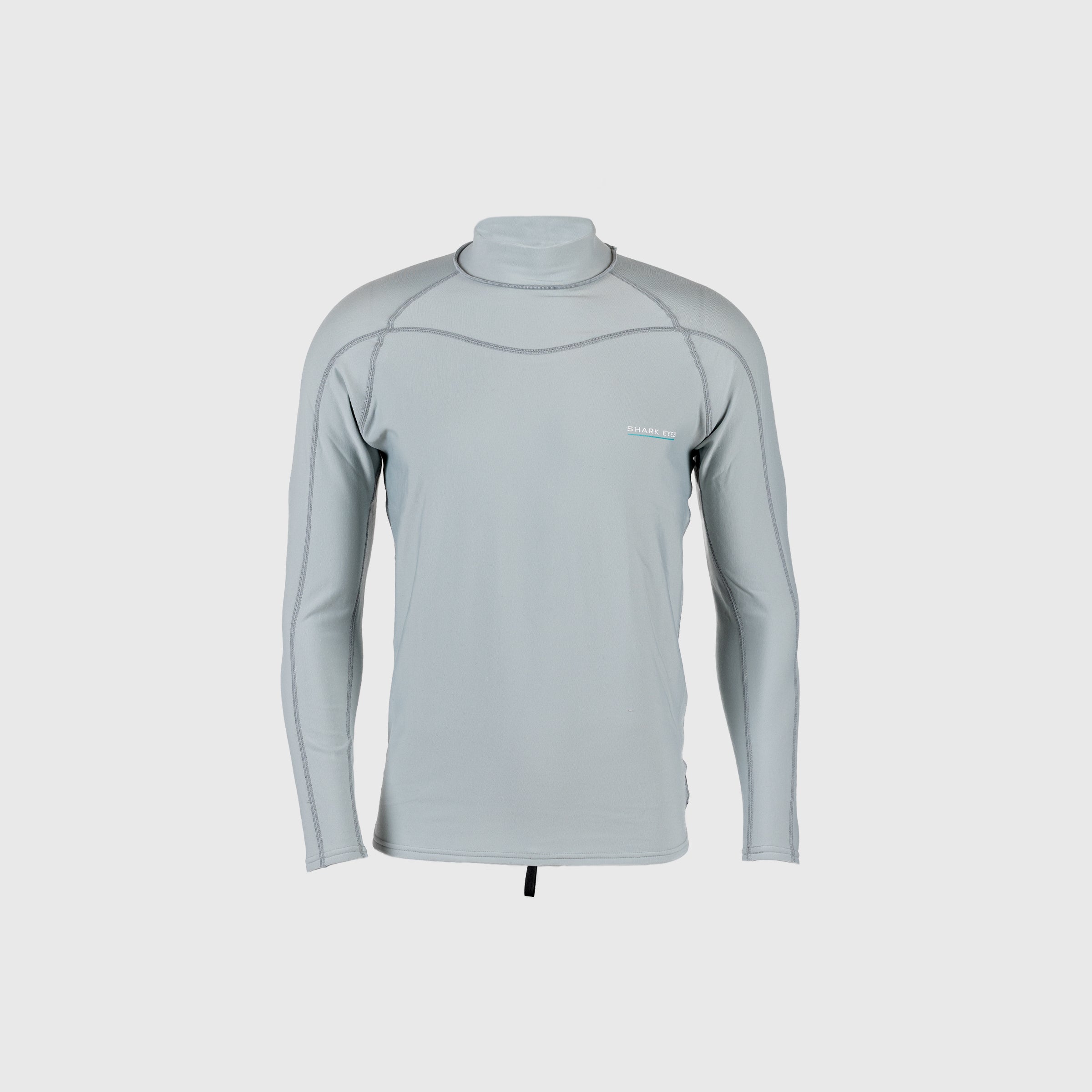 Shark Eyes mens thermal rash vest, silver — front view, 1.5mm thermal rashie