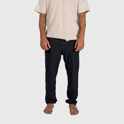 Shark Eyes mens thermal pants, black — back view, warm thermal thermal pants