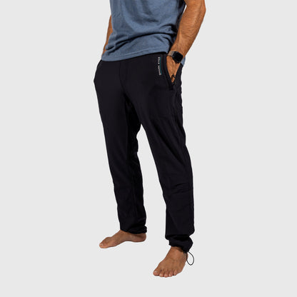 Shark Eyes mens thermal pants, black — front view,  thermal thermal pants