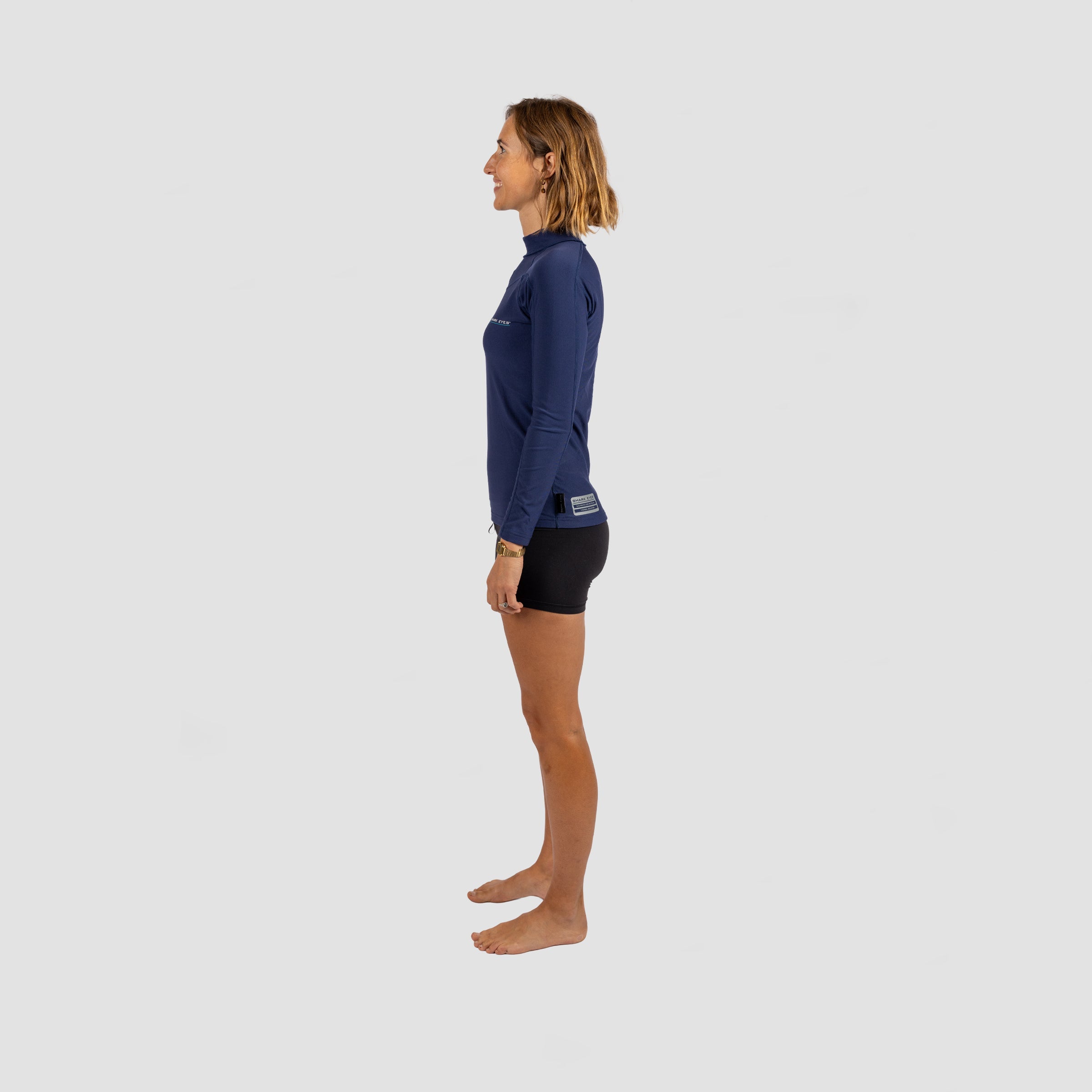 Shark Eyes thermal rash vest — womens cold water surfing, navy rashie