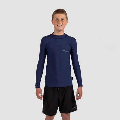 Shark Eyes youth 1.5mm thermal rash vest, navy — thermal warmth for young surfers, surfing