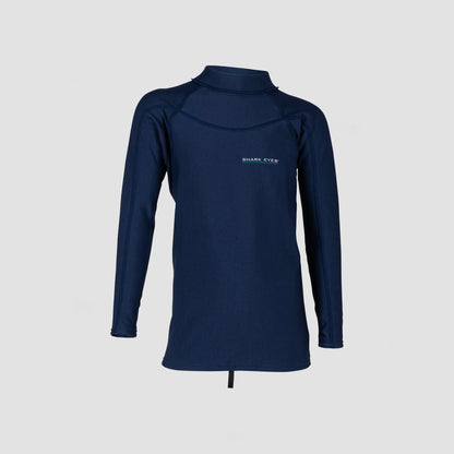 Shark Eyes youth thermal rash vest, navy — front view, 1.5mm thermal rashie